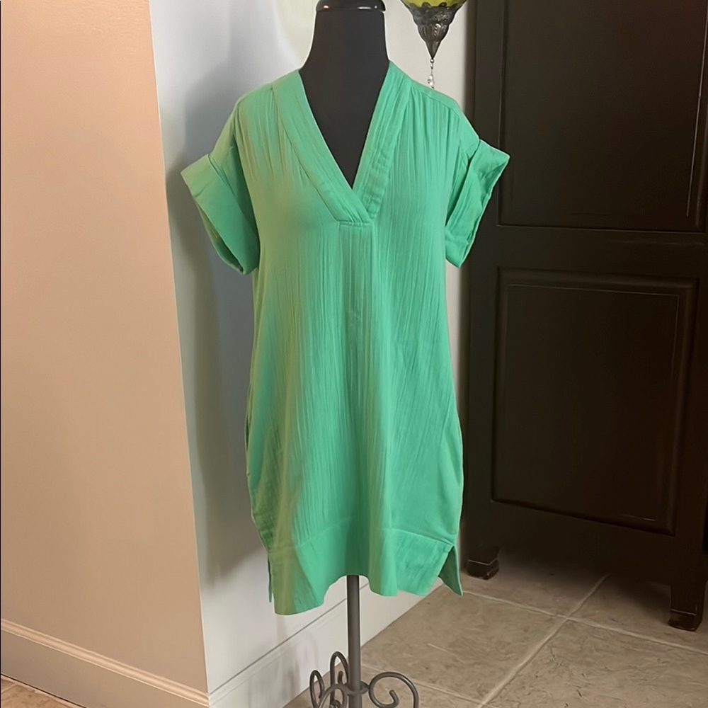 Oliphant Green V-Neck Women's Dress